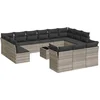 Image de vidaXL - 14-delige - Loungeset - met - kussens - poly - rattan - lichtgrijs