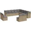 Image de vidaXL - 13-delige - Loungeset - met - kussens - poly - rattan - beige