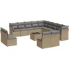 Image de vidaXL - 14-delige - Loungeset - met - kussens - poly - rattan - beige