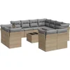 Image de vidaXL - 12-delige - Loungeset - met - kussens - poly - rattan - beige