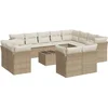 Image de vidaXL - 13-delige - Loungeset - met - kussens - poly - rattan - beige