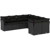 Image de vidaXL - 8-delige - Loungeset - met - kussens - poly - rattan - zwart