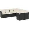 Image de vidaXL - 8-delige - Loungeset - met - kussens - poly - rattan - zwart