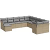 Image de vidaXL - 11-delige - Tuinset - met - kussens - poly - rattan - beige