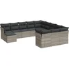 Image de vidaXL - 12-delige - Loungeset - met - kussens - poly - rattan - lichtgrijs