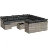 Image de vidaXL - 13-delige - Loungeset - met - kussens - poly - rattan - lichtgrijs