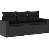 Image de vidaXL - 3-delige - Loungeset - met - kussens - poly - rattan - zwart