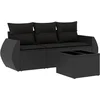 Image de vidaXL - 4-delige - Loungeset - met - kussens - poly - rattan - zwart
