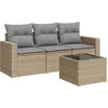 Image de vidaXL - 4-delige - Loungeset - met - kussens - poly - rattan - beige