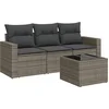 Image de vidaXL - 4-delige - Loungeset - met - kussens - poly - rattan - grijs