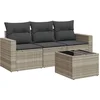 Image de vidaXL - 4-delige - Loungeset - met - kussens - poly - rattan - lichtgrijs
