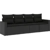 Image de vidaXL - 4-delige - Loungeset - met - kussens - poly - rattan - zwart