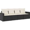 Image de vidaXL - 4-delige - Loungeset - met - kussens - poly - rattan - zwart