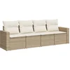 Image de vidaXL - 4-delige - Loungeset - met - kussens - poly - rattan - beige