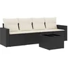 Image de vidaXL - 5-delige - Loungeset - met - kussens - poly - rattan - zwart