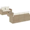 Image de vidaXL - 6-delige - Loungeset - met - kussens - poly - rattan - beige