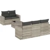 Image de vidaXL - 6-delige - Loungeset - met - kussens - poly - rattan - lichtgrijs