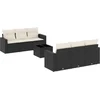Image de vidaXL - 7-delige - Loungeset - met - kussens - poly - rattan - zwart