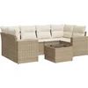 Image de vidaXL - 7-delige - Loungeset - met - kussens - poly - rattan - beige