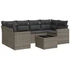 Image de vidaXL - 7-delige - Loungeset - met - kussens - poly - rattan - grijs