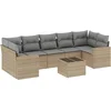 Image de vidaXL - 8-delige - Loungeset - met - kussens - poly - rattan - beige