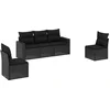 Image de vidaXL - 5-delige - Loungeset - met - kussens - poly - rattan - zwart