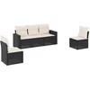 Image de vidaXL - 5-delige - Loungeset - met - kussens - poly - rattan - zwart