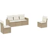 Image de vidaXL - 5-delige - Loungeset - met - kussens - poly - rattan - beige
