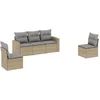 Image de vidaXL - 5-delige - Loungeset - met - kussens - poly - rattan - beige