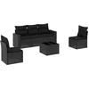 Image de vidaXL - 6-delige - Loungeset - met - kussens - poly - rattan - zwart