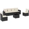 Image de vidaXL - 7-delige - Loungeset - met - kussens - poly - rattan - zwart