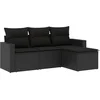 Image de vidaXL - 4-delige - Loungeset - met - kussens - poly - rattan - zwart