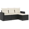 Image de vidaXL - 4-delige - Loungeset - met - kussens - poly - rattan - zwart