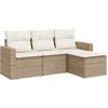 Image de vidaXL - 4-delige - Loungeset - met - kussens - poly - rattan - beige