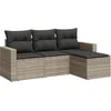 Image de vidaXL - 4-delige - Loungeset - met - kussens - poly - rattan - lichtgrijs