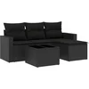 Image de vidaXL - 5-delige - Loungeset - met - kussens - poly - rattan - zwart