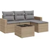 Image de vidaXL - 5-delige - Loungeset - met - kussens - poly - rattan - beige
