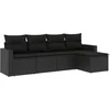 Image de vidaXL - 5-delige - Loungeset - met - kussens - poly - rattan - zwart