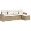 Image de vidaXL - 5-delige - Loungeset - met - kussens - poly - rattan - beige