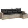 Image de vidaXL - 5-delige - Loungeset - met - kussens - poly - rattan - lichtgrijs