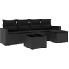 Image de vidaXL - 6-delige - Loungeset - met - kussens - poly - rattan - zwart