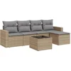 Image de vidaXL - 6-delige - Loungeset - met - kussens - poly - rattan - beige