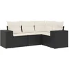 Image de vidaXL - 4-delige - Loungeset - met - kussens - poly - rattan - zwart
