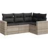 Image de vidaXL - 4-delige - Loungeset - met - kussens - poly - rattan - lichtgrijs