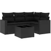 Image de vidaXL - 5-delige - Loungeset - met - kussens - poly - rattan - zwart