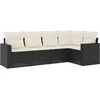 Image de vidaXL - 5-delige - Loungeset - met - kussens - poly - rattan - zwart