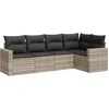 Image de vidaXL - 5-delige - Loungeset - met - kussens - poly - rattan - lichtgrijs
