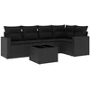 Image de vidaXL - 6-delige - Loungeset - met - kussens - poly - rattan - zwart