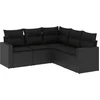 Image de vidaXL - 5-delige - Loungeset - met - kussens - poly - rattan - zwart