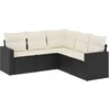 Image de vidaXL - 5-delige - Loungeset - met - kussens - poly - rattan - zwart